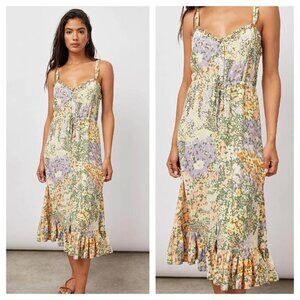 Rails Adalyn Ruffle Midi Dress Floral Yellow Green Tiered Women's S